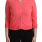 Blumarine Pink 3/4 Sleeve Zip Embellished Sweater