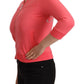 Blumarine Pink 3/4 Sleeve Zip Embellished Sweater