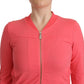 Blumarine Pink 3/4 Sleeve Zip Embellished Sweater