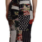 Dolce & Gabbana Multicolor Pachwork Midi Floral Silk Leopard Bodycon Dress