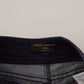 Dolce & Gabbana Blue Denim Stretch Crystal Hot Pants Shorts