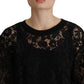 Dolce & Gabbana Black Floral Lace Pullover Sicily Blouse