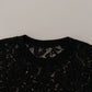 Dolce & Gabbana Black Floral Lace Pullover Sicily Blouse