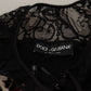 Dolce & Gabbana Black Lace Angel Roses Cardigan Sweater