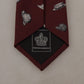 Dolce & Gabbana Maroon Hat Pattern 100% Silk Adjustable Accessory Tie