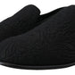 Dolce & Gabbana Black Floral Jacquard Slippers Loafers Shoes