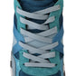 Dolce & Gabbana Blue Gray Leather Sport Low Top Sneakers