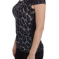 Cavalli Gray Leopard Modal T-Shirt Blouse Top