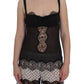 Dolce & Gabbana Black Silk Floral Lace Lingerie Top
