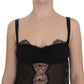 Dolce & Gabbana Black Silk Floral Lace Lingerie Top