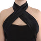 Exte Black Neck Wrap Top Blouse