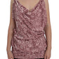 Exte Pink Floral Print Viscose Silk Blouse Top