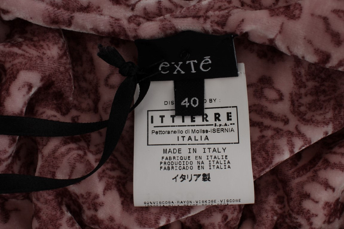 Exte Pink Floral Print Viscose Silk Blouse Top