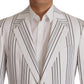Dolce & Gabbana White Stripes Cotton Single Breasted Blazer