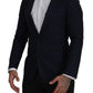 Dolce & Gabbana Blue Wool Single Breasted Coat Blazer
