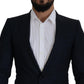 Dolce & Gabbana Blue Wool Single Breasted Coat Blazer