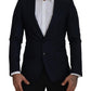 Dolce & Gabbana Blue Wool Single Breasted Coat Blazer