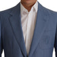 Dolce & Gabbana Blue Single Breasted Logo Blazer Jacket