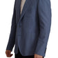 Dolce & Gabbana Blue Single Breasted Logo Blazer Jacket