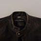 Dolce & Gabbana Black Leather Zipper Biker Coat Jacket