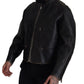 Dolce & Gabbana Black Leather Zipper Biker Coat Jacket