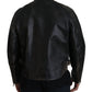 Dolce & Gabbana Black Leather Zipper Biker Coat Jacket