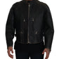Dolce & Gabbana Black Leather Zipper Biker Coat Jacket