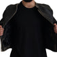 Dolce & Gabbana Black Leather Zipper Biker Coat Jacket