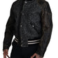 Dolce & Gabbana Black Houndstooth Polyester Bomber Jacket