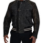 Dolce & Gabbana Black Houndstooth Polyester Bomber Jacket