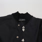 Dolce & Gabbana Black Nylon Crystals Coat Buttons Jacket