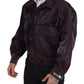 Dolce & Gabbana Purple Nylon Collared Biker Coat Jacket