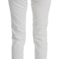 Cavalli White Cotton Blend Slim Fit Jeans