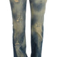 Cavalli Blue Wash Cotton Slim Fit Bootcut Jeans