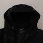 Dolce & Gabbana Black Nylon Hooded Parka Coat Winter Jacket