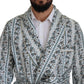Dolce & Gabbana Blue Floral Cotton Robe Coat Jacket
