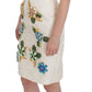 Dolce & Gabbana White Brocade Crystal Sheath Dress