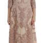 Dolce & Gabbana Pink Silk Lace Ricamo Shift Gown Dress