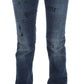 John Galliano Blue Wash Cotton Blend Slim Fit Bootcut Jeans