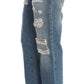 John Galliano Blue Wash Cotton Boyfriend Fit Cropped Jeans