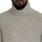 Dolce & Gabbana Cream Wool Knit Turtleneck Pullover Sweater