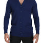 Dolce & Gabbana Blue Wool V-neck Button Down Cardigan Sweater