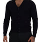 Dolce & Gabbana Blue Wool STAFF Down Cardigan Sweater
