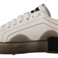 Dolce & Gabbana White Leather Shoes Womens Logo Portofino Sneakers
