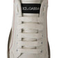 Dolce & Gabbana White Leather Shoes Womens Logo Portofino Sneakers