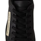 Dolce & Gabbana Black Gold Leather Low Top Sneakers Womens Shoes