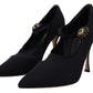 Dolce & Gabbana Black Socks Stretch Crystal Pumps Shoes