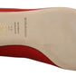 Dolce & Gabbana Red Leather Crystals Loafers Flats Shoes
