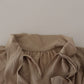 Dolce & Gabbana Brown Waistband Sleeves Ascot Collar Top Blouse