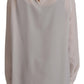 Dolce & Gabbana White Silk DG Logo Embroidered Long Sleeves Blouse